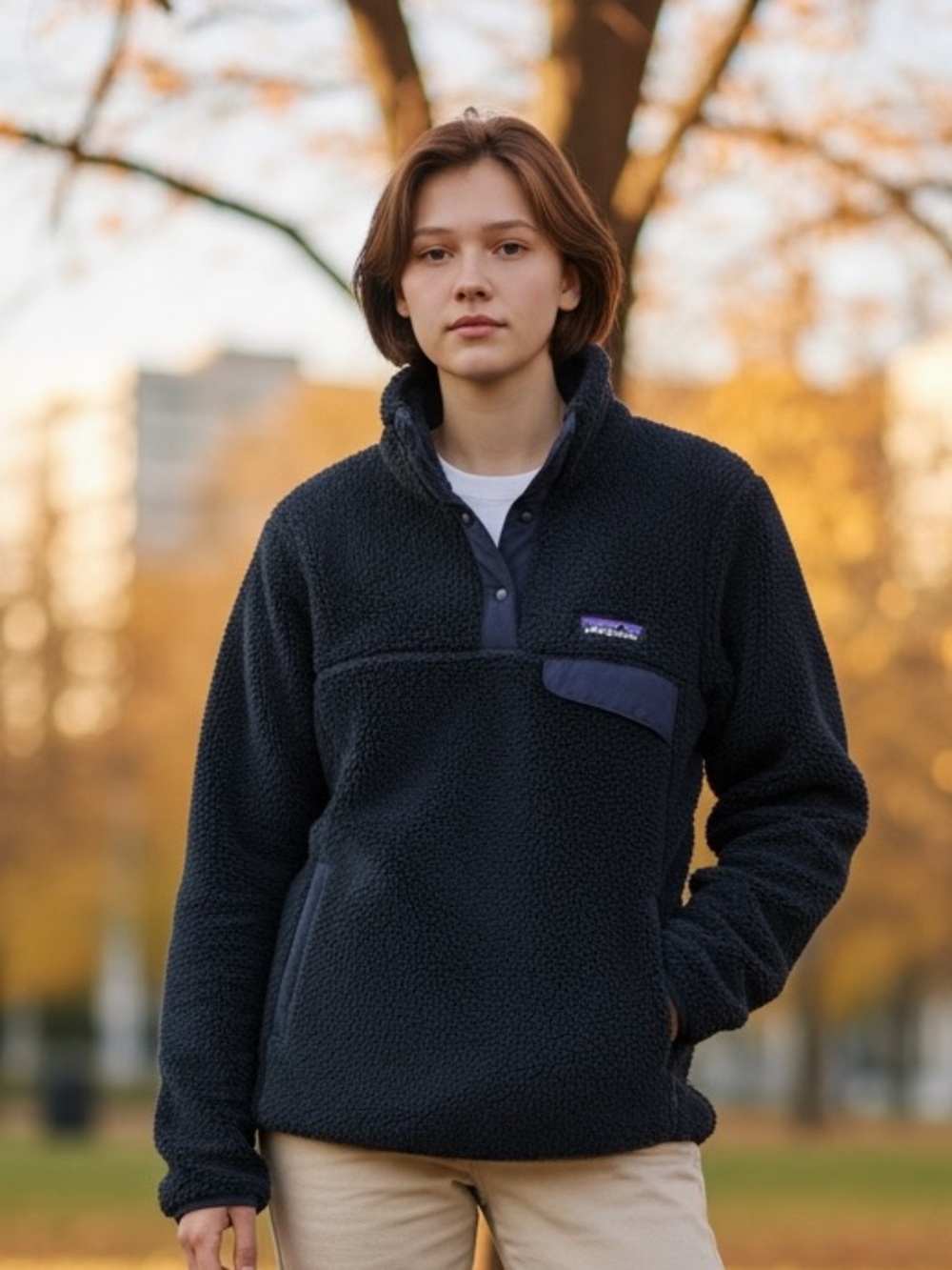 PATAGONIA SNAP T NAVY BLUE FLEECE JACKET SZ XS